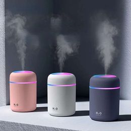 Actualizar el nuevo aroma de 300 ml de humidífero creativo copa de color húmedo de escritorio de escritorio portátil para el fabricante de niebla USB de automóvil con LED