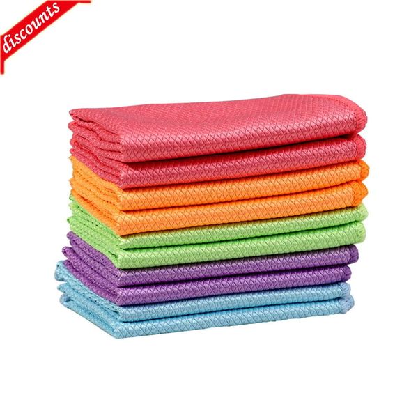 Mise à niveau du nouveau 5 pièces chiffons de nettoyage de cuisine serviette chiffons d'essuyage Anti-graisse absorbables écailles de poisson chiffon de nettoyage de fenêtre en verre chiffon de nettoyage de vaisselle