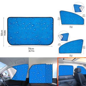 Actualización nuevo patrón de gota de agua azul visera lateral delantera y trasera protección Uv magnética paraguas para ventana de coche