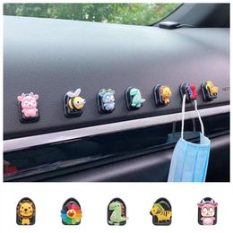 Upgrade nieuwe auto mini cartoon haken verborgen decoratie clip schattig dier auto interieur organisator houder houder duurzame pasta type kleine haak