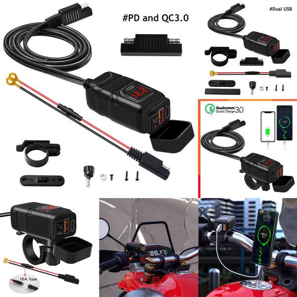 Mise à niveau du nouveau chargeur rapide de cellule étanche Qc3.0, prise Usb avec voltmètre, accessoires de moto