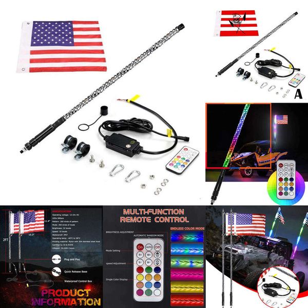 Luces LED RGB para marquesina de playa, decoración para coche, motocicleta todoterreno, lámpara de antena, poste de látigo con bandera, novedad