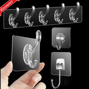 Upgrade Nieuwe Transparante Muurhaak zelfklevende Badkamer Gewaad Handdoekhanger Rack Punch Gratis Deur Jas Kleding Sleutels hanger Plank Keuken Plank