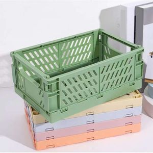 Upgrade Plastic Foldable Storage Crate Folding Box Basket Stackable Cute Makeup Jewellery Toys Boxes for Storage Box Organizer Portable