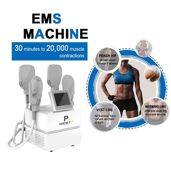 Nouvelle mise à niveau 30% d'énergie plus forte Hiemt Max 3 resserrement de la peau Stimulateur musculaire 7 Tesla Ems Machine de sculpture corporelle électromagnétique portable avec 4 poignées