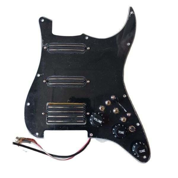 Mise à niveau de l'ensemble multifonction précâblé SSH Pickguard avec double rail chaud micros noirs à haut rendement 4 commutateurs pour guitare FD