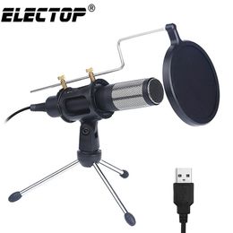 Mise à niveau ordinateur à condensateur professionnel avec support téléphone PC Skype Studio Microphone USB micro karaoké micro