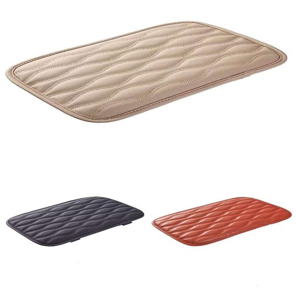 Tapis d'accoudoir de voiture en cuir PU brodé ondulé, mise à niveau, coussin de Protection des accoudoirs de la Console centrale, boîte de rangement des accoudoirs automobiles