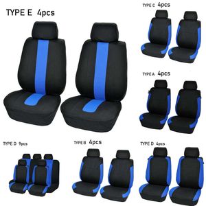 Upgrade sportief blauw 4/9 pc's universele polyester autostoelbekleding covers volledige set airbag compatibele accessoires interieur auto -onderdeel