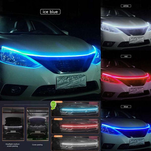 Actualización Universal Scan Led Hood faro tira coche atmósfera decorativa lámpara DRL 12V vehículo luces de circulación diurna