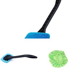 Kit de brosse de nettoyage de pare-brise de vitres de voiture, outil de nettoyage automatique, essuie-glace à long manche, nettoyeur d'essuie-glace en microfibre