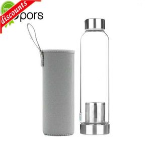 Mise à niveau Upors 550 ml bouteille d'eau de Sport en verre résistant aux hautes températures avec infuseur à thé + bouteille d'eau de sac de protection