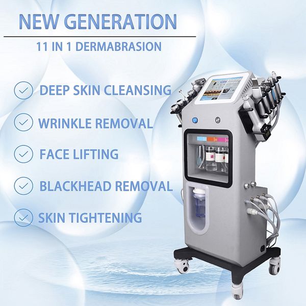 Version améliorée Revitalisation de la peau Rides Réduire les rougeurs Gonflement Supprimer le visage Hydratant 11 en 1 Aqua Peeling Microneedle RF Ice Hammer Machine à ultrasons