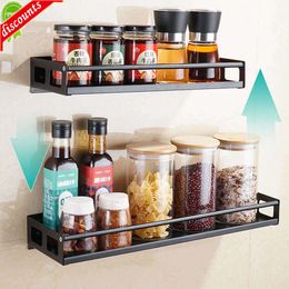 Étagère murale de rangement pour pots à épices, support d'assaisonnement, étagère en acier inoxydable, accessoires de cuisine, mise à niveau