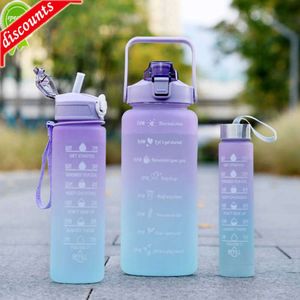 Upgrade waterfles Motiverende drinkfles Sportwaterfles met tijdmarkering Draagbare herbruikbare plastic bekers Outdoor Travel Gym