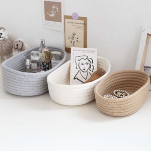 Upgrade Woven Nordic Cotton Rope Storage Baskets Organize Boxs Desktop Sundries Organize Basket Sundries Key Cosmetics Storage