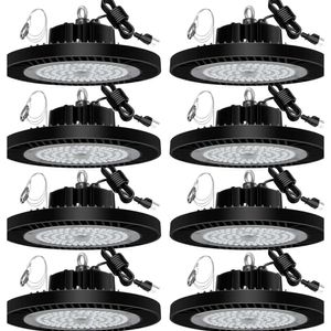 Upgrade uw verlichting met LEDMO UFO LED High Bay Lights - 100W, 14000Lm, 600W HPS/MH -vervanging, 5000K, 100-277V, commerciële buitenwinkels (8 pack)