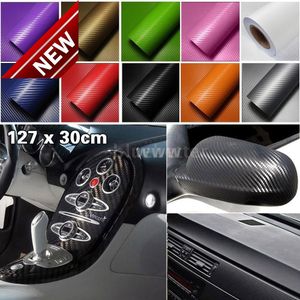 Amélioré 127 * 30 CM 3D Auto En Fiber De Carbone Vinyle Film Carbone Voiture Wrap Feuille Rouleau Film Papier Moto Autocollants De Voiture Decal Livraison Gratuite