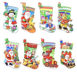 Adornos de calcetín de Navidad decoraciones de colgantes colgantes juguetes creativos de santa santa claus decoración de árboles de Navidad para fiesta familiar