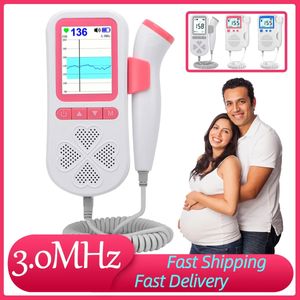 Amélioré 3,0 MHz Doppler fœtal Teive Care Monitor Home Grossesse Baby Fetal Sound Care Cateuse Dectector LCD Afficher aucun rayonnement 240425