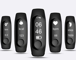 Mise à niveau M3 Smart Bracelet Fitness tracker Montre intelligente avec fréquence cardiaque Bracelet étanche Podomètre Bracelet pour IOS et Android Téléphone portable