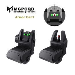 Armure de visée en fibre MGPCQB améliorée Gen 1 Vues avant et arrière repliables Viseur en fibre rouge vert pour M4 AR15 fit 20mm Picatinney Weaver Rail