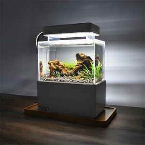 Opgewaardeerde Plastic Tank LED Licht Desktop Fish Bowl met Water Filtration Quiet Air Pump Mini Aquarium Y200922