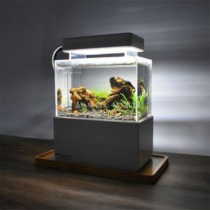 Réservoir en plastique amélioré avec lumière LED, bol à poissons de bureau avec Filtration de l'eau, pompe à Air silencieuse, Mini Aquarium Y200922240s