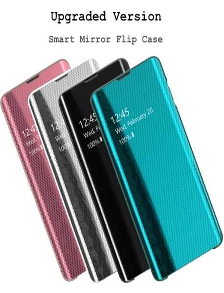 Funda con tapa con vista de espejo inteligente mejorada para Samsung Galaxy Note 10 Pro S8 S9 S20 J6 A6 Plus A30 A50 Coque Funda de cuero para teléfono inteligente Ca4795683