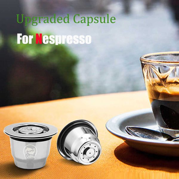 Acero inoxidable actualizado para filtros de café Nespresso Cápsulas Pods Tamper Espresso Cestas recargables reutilizables 210607