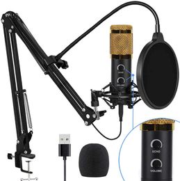 Microphone à condensateur USB amélioré pour ordinateur, idéal pour les jeux, podcasts, diffusion en direct, enregistrement YouTube, karaoké sur PC