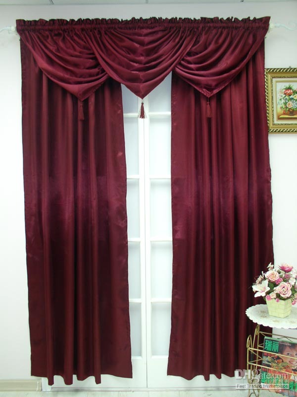 2020 Beautiful Satin Curtain SetCurtains & Waterfall Valances From