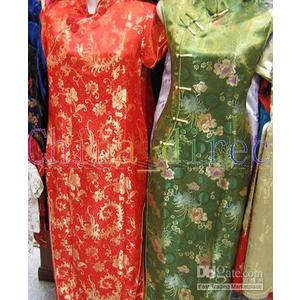 Sexy naśladowany jedwabny cheong-sam satynowy suknia jedwabna suknia jedwabna szata jedwabna piżama # 2075