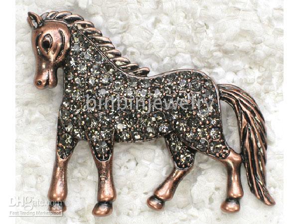 Hurtownie C770 Crystal Rhinestone Horse Broszki Biżuteria Prezent Moda Kostium Pin Broszka