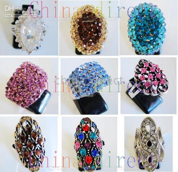 Gemstone Rings Kobiety Biżuteria Pierścienie Moda Ring 1 Karton z 32 sztuk / partia Mieszane Nowy