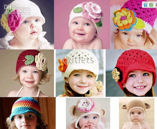 Haak hoed cap beanie hoed haar accessoire baby peuter meisje 21pcs / lot