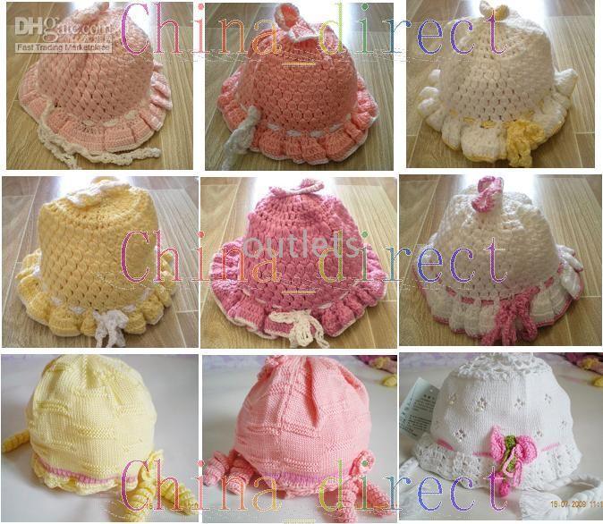 RAGAZZA 21pcs/lot del bambino del bambino dell'accessorio dei capelli del cappello del Beanie della protezione del CAPPELLO del CROCHET