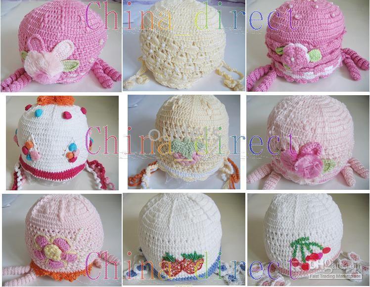 RAGAZZA 21pcs/lot del bambino del bambino dell'accessorio dei capelli del cappello del Beanie della protezione del CAPPELLO del CROCHET