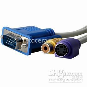 CAVO ADATTATORE CONVERTITORE VIDEO VGA D-SUB A TV RCA S PC