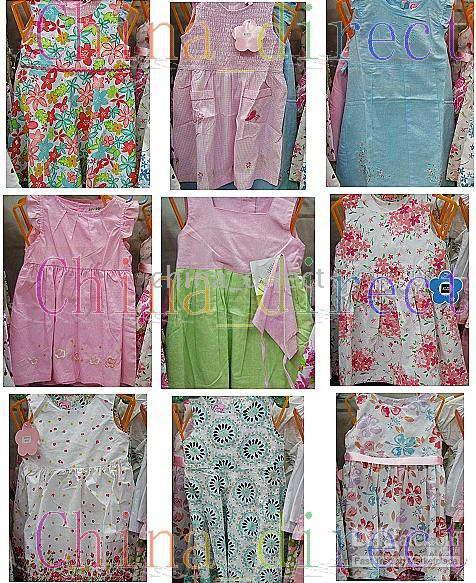 Niñas 100% algodón Summer Dress Suits TOP SHORTS Camisa de una sola pieza DRESS Skirts 23 unids / lote