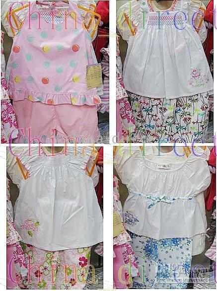 Niñas 100% algodón Summer Dress Suits TOP SHORTS Camisa de una sola pieza DRESS Skirts 23 unids / lote