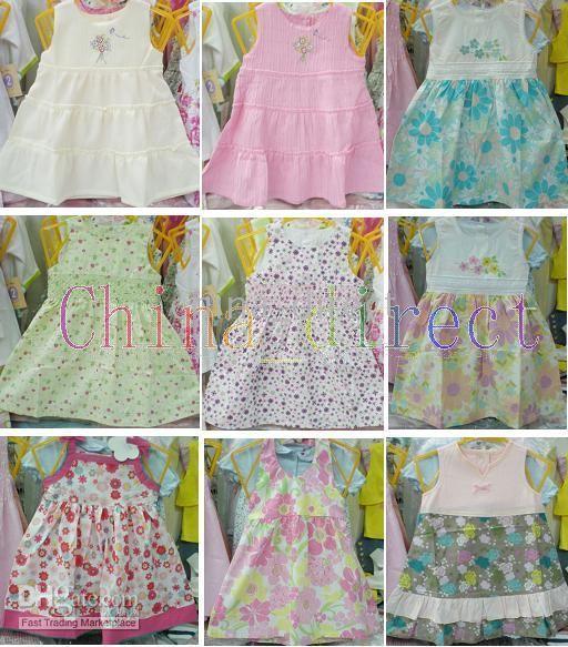 Niñas 100% algodón Summer Dress Suits TOP SHORTS Camisa de una sola pieza DRESS Skirts 23 unids / lote