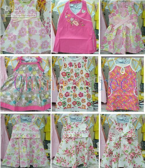 Niñas 100% algodón Summer Dress Suits TOP SHORTS Camisa de una sola pieza DRESS Skirts 23 unids / lote