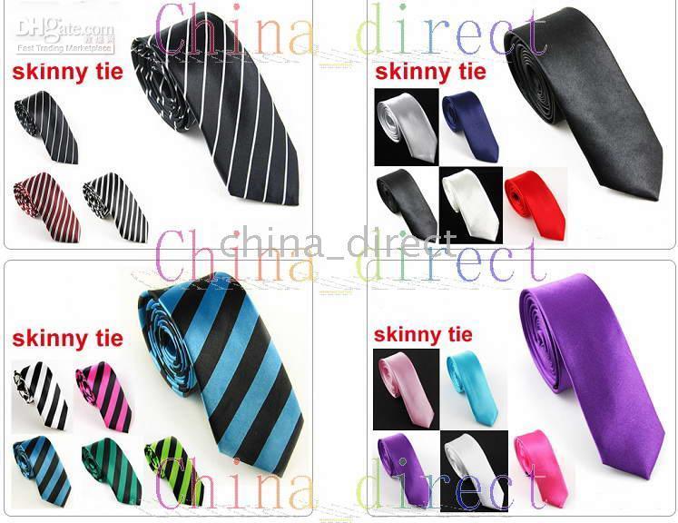 Slim Skinny Tie Neck Tie Mens Slips Slips Neck Solid Plain Stripe Assorted 100pcs / Lot # 1329