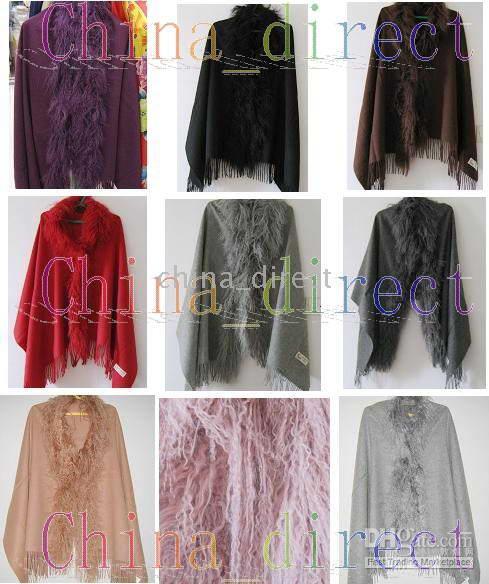 fur fringed wool Shawl wrap Cashmere ponchos wool scarf shawl pashmina wraps shawls 5pcs/lot