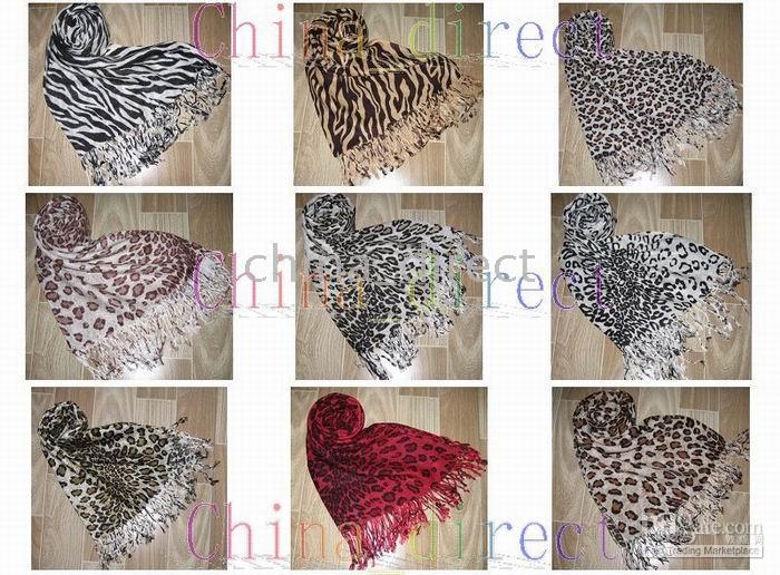 Cachecóis de impressão animal Zebra leopard print Cachecol Ponchos WRAPS Xaile 10 pçs / lote # 1332