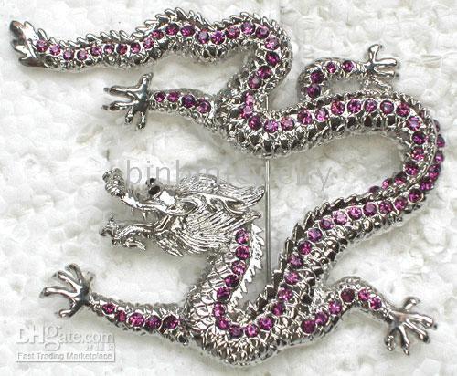 12PCLOlot Whole Crystal Rhinestone Dragon Broothes Fashion Costume Brooch Brooch Pin Prezent C3437022939