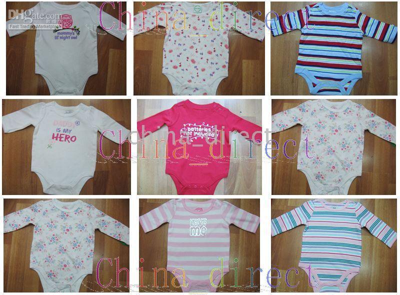 long sleeve Romper Bodysuits Oneises babysuit Rompers Baby pajamas 40pc/lot