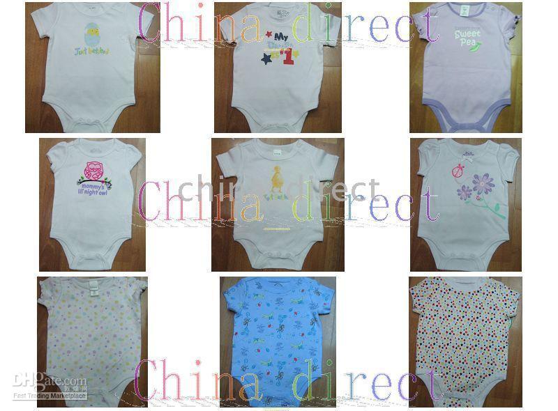 Spädbarns Kortärmad Bodysuits Oneises Romper Babysuit Rompers Baby Pajama 50PC / Lot