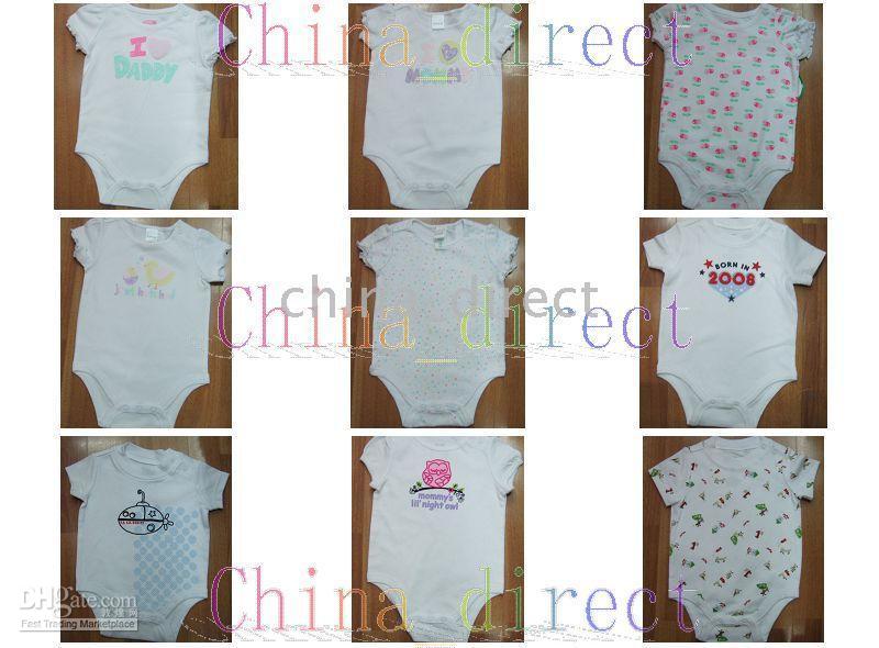 Bebek kısa kollu Bodysuits Oneises Romper babysuit Tulum Bebek pijama 50 adet / grup